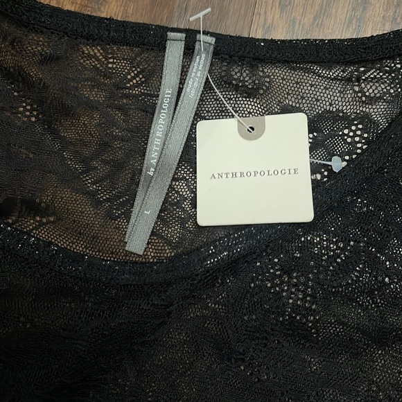 NWT Anthropologie The Harlowe Lace Bodysuit Size Large Black Long Sleeve  large - Picture 10 of 14